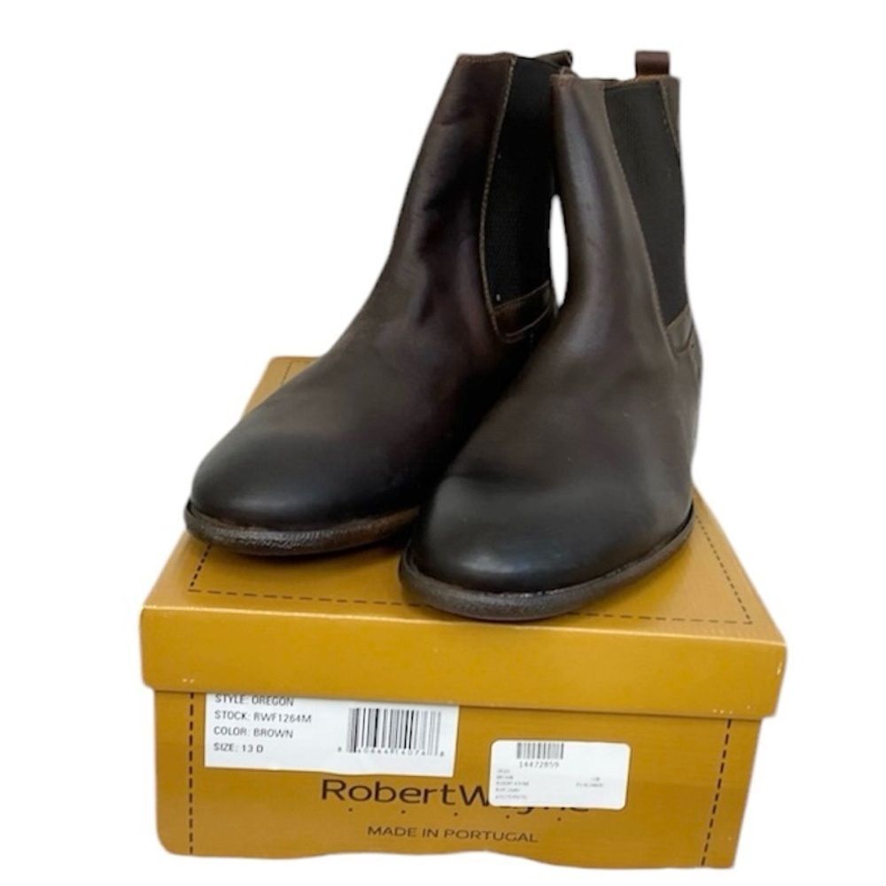 NEW Robert Wayne Men's Oregon Brown Leather Slip On Chelsea Boots Size 13D